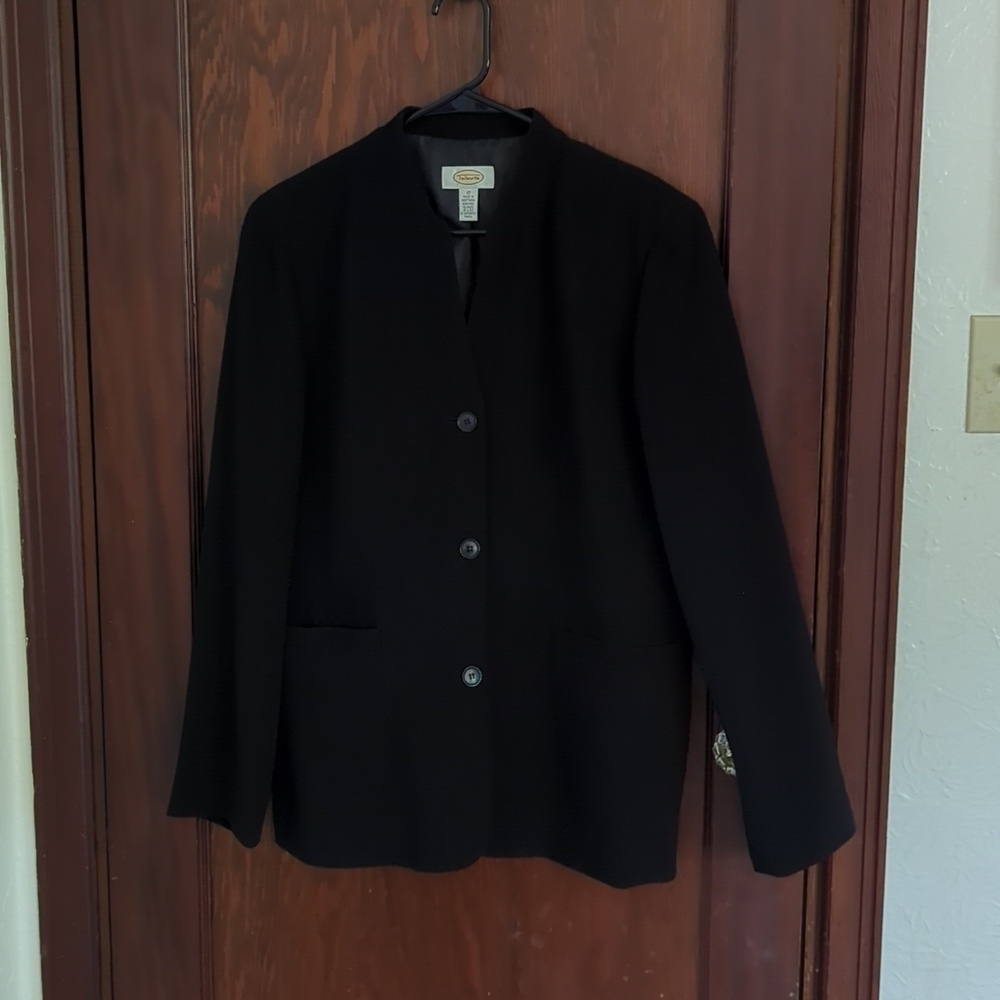 Talbots Black Long Sleeve Classic Business Professional Blazer Size 12